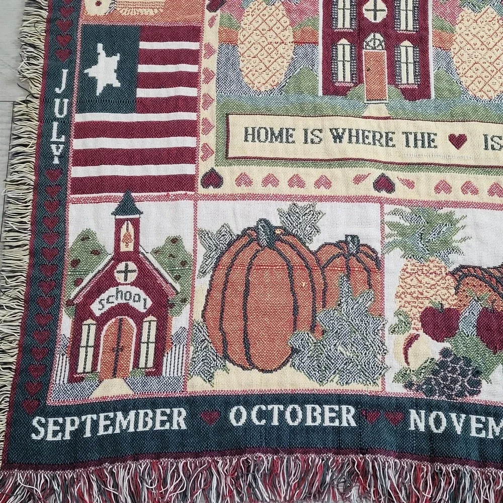 ❤️Home Is Where the Heart Is Woven Calendar Throw Blanket 45 × 58  Double‑sided